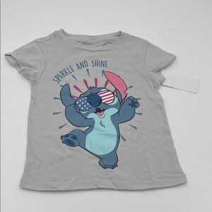 Disney Gray Tee with Stitch and Patriotic Sunglasses